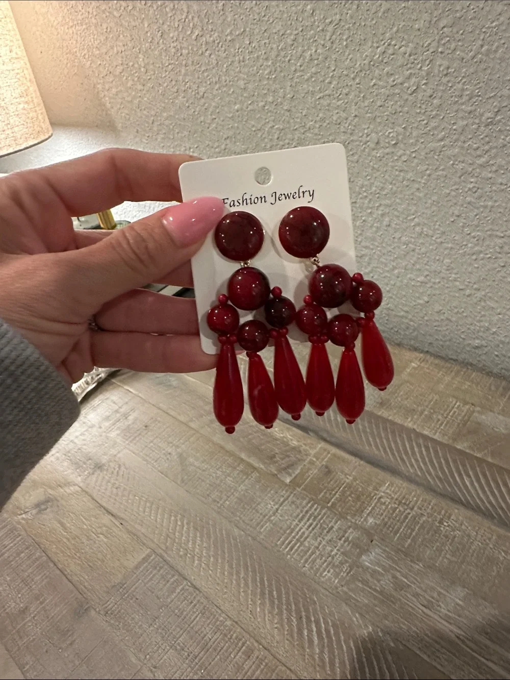 Fashion Jewelry Cherry Red Beaded Chandelier Earrings